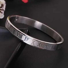 Stainless Steel Roman Numeral--I Xii 8 Mm Open/Close Hinged Bracelet Roman Numeral Bracelet, Dark Phone Wallpapers, Hinged Bracelet, Roman Numeral, Roman Numerals, Phone Wallpapers, Womens Jewelry Bracelets, Mens Bracelet, Women Jewelry