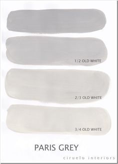 the different shades of grey paint are shown in this page, and there is an image of