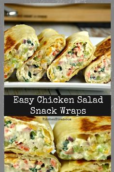 easy chicken salad snack wraps on a plate