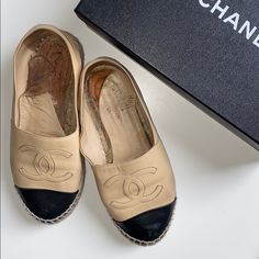 Sold As Pictured, Come With Original Box Chanel Cream, Chanel Espadrilles, Shoes Chanel, Chanel Espadrille, Chanel Shoes, Espadrille Shoes, Black Cream, Espadrilles, Original Box