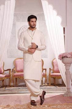 Premium Blended Fabric  Color Cream Italian Thread  Metal Buttons Finest Stitch Branded Design Party Wear Wedding Collection Custom Sizes are also available. Unstitched Off White Lawn Suit For Wedding, Unstitched Off-white Lawn Suit For Wedding, Beige Naqshi Wedding Sets, Cream Fitted Lawn Suit For Wedding, Cream Long Sleeve Lawn Suit For Wedding, White Sleeveless Suit For Wedding, Cream Dabka Wedding Sets, Cream Wedding Sets With Dabka Detail, Cream Wedding Sets With Dabka