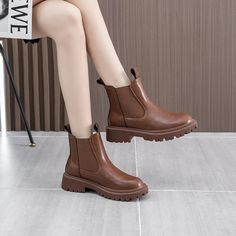 Introducing the "Chelsea Retro Leather Boots" – crafted from genuine cow leather for timeless style. With a flexible PU shaft and durable rubber outsole, these ankle-length boots offer comfort and traction. Featuring a cozy short plush insole and lining, they're perfect for chilly days. Complete with a square heel and modest height, they're both stylish and practical for any occasion. SPECIFICATIONS Boot Type: Chelsea Boots Shaft Material: PU Outsole Material: RUBBER Upper Material: GENUINE LEATHER Upper-Genuine Leather Type: Cow Leather Insole Material: Short Plush Heel Type: Square heel Lining Material: Plush Boot Height: Ankle Heel Height: Low (1cm-3cm) Office Shoes Women, Women Platform Sandals, Botas Chelsea, Off White Shoes, White Shoes Women, Fur Shoes, Brown Fur, Chelsea Boots Women, Chelsea Boots Men