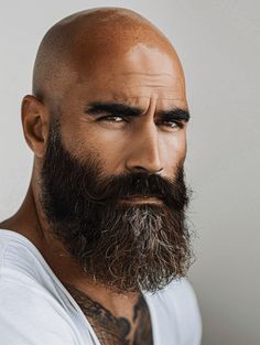 46 Bold Beard Styles to Complement Your Bald Look: A Comprehensive Style Guide - Welcome to BadJeremy.com – Your ultimate guide to men’s style and hair. Look sharp, feel great! Bald Man Outfit, Bald And Beard, Bald With Beard Men, Bald And Bearded Men, Bald Bearded Men, Beards Styles