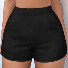 Bnwot Dressy Black Double Lined High Waisted Shorts - Xs/S! Hidden Back Zipper & Last Pic Shows Material Inside Is A More Silkier Material. Outer Material Similar To Trouser Material & Would Look Great W/ Any Top & Pairs Well W/ A Cute Blazer. Tags Cut. All Sales Final. Inseam 2” Waist 12 1/2” Length 12 1/2” Black Cotton Party Bottoms, High Waist Cotton Shorts For Party, High Waist Cotton Party Shorts, Black Party Shorts With Pockets, Black Cotton Shorts For Night Out, Cute Blazers, High Waisted Shorts, Cosplay Costumes, Looks Great