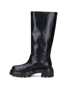 Stuart Weitzman 'Emerson' biker boots in shiny black leather with square toe, adjustable side strap details, EVA platform solecomposition: 100% calf leatherComposition: W Ftw (boots); Sole: R/p/lthr Of , Upper Ysl Sandals, Stuart Weitzman Boots, R P, Valentino Bags, Biker Boots, Sneaker Wedge, Sneaker Brands, Pump Sandals, Tory Burch Shoes