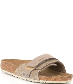 From Birkenstock&#x2C; the Women's Oita Suede Slide Sandals feature:Suede and leather upperSlip on design with hook-and-loop strapLeather liningClassic contoured cork footbed supports the arches of the footDeep heel cup for all day comfortEVA outsoleBirkenstock footwear is made in European whole sizes. The style selected is a Birkenstock narrow footbed that will fit most medium feet.Imported. Beige Suede Footbed Sandals With Round Toe, Comfortable Beige Suede Sandals, Beige Suede Footbed Sandals With Cushioned Footbed, Beige Suede Sandals With Removable Insole, Beige Suede Cushioned Footbed Sandals, Beige Sandals With Suede Lining And Round Toe, Oita Birkenstock, Human Centered Design, Birkenstock Women