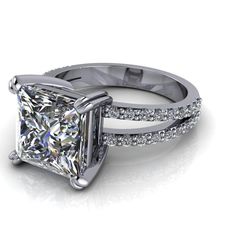 a princess cut diamond engagement ring set