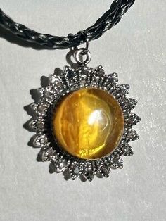 HOLD Charming Amber Necklace w/ Marcasite Highlighted In Silver Mounting  | eBay