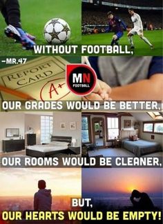 a collage of different pictures with the words football