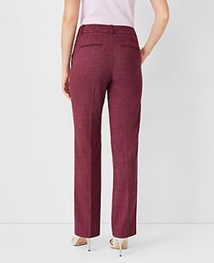 Elevate your wardrobe with the Petite Sophia Straight Pant in Cross Weave by Ann Taylor, tailored to flatter with a curvy fit. This plum rose pant redefines elegance with its structured silhouette and timeless straight-leg design. Perfect for any season, the textured cross weave fabric adds a sophisticated touch.

- Size: Petite 00
- Color: Plum Rose
- Gender: Female
- Material: 68% Polyester, 30% Rayon, 2% Spandex
- Features: Front zip with double hook-and-bar closure, belt loops, front off-sea Fitted Bottoms With Straight Silhouette For Spring, Chic Straight Dress Pants For Office, Formal Spring Bottoms With Straight Silhouette, Formal Straight Silhouette Bottoms For Spring, Elegant Straight Silhouette Pants For Spring, Chic Tailored Straight Dress Pants, Fitted Dress Pants With Straight Silhouette For Fall, Business Casual Spring Pants With Straight Silhouette, Elegant Straight Pants For Formal Occasions