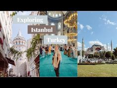 two pictures with the words exploring istabil turkey and an image of people walking around