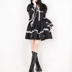 𝔇𝔢𝔱𝔞𝔦𝔩𝔰: Style: Darkwear, Goth Lolita, Kawaii Goth Material: Polyester & Cotton 'Holy Doll' is a features a heart shape hollow-out, lace details, and removable sleeves. It is cute and creepy. Super comfy materials, feel stretchable and soft Get free shipping with a purchase of over 80$ at our store SIZE WAIST LENGTH SHOULDER CHEST SLEEVES 27 in 32 in 7 in 34 in 7 inM 28 in 32 in 7 in 35 in 7 inL 30 in 33 in 8 in 37 in 8 inXL 31 in 33 in 8 in 39 in 8 inItem measured by hands may have 1-2 i Black Long Sleeve Emo Dress, Spring Black Mini Dress With Lace Collar, Black Gothic Dress With Doll Collar, Gothic Black Dress With Doll Collar, Black Gothic Mini Dress With Lace Trim, Black Long Sleeve Harajuku Dress, Black Emo Mini Dress, Black Mini Lace Dress With Lace Collar, Black Lace Mini Dress With Lace Collar