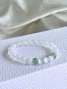 💫 Discover the metaphysical properties of White Jade and Selenite! 💫 💎 MATERIAL DETAILS ○ 8mm White Jade → abundance, prosperity, detox, calmness, and love ○ 8mm White Selenite → clarity, focus, purity, and dispels negative energy ○ High quality, resistant, and flexible elastic cord (double-corded) 💯 QUALITY & CRAFTSMANSHIP ○ Materials are handpicked, inspected, and handled with the utmost quality and care ○ Double-corded with high quality elastic cord - this means our bracelets have 2x the White Jade Crystal Bracelet, White Jade Spiritual Jewelry, Spiritual White Jade Jewelry, White Jade Jewelry For Meditation, White Jade Beaded Bracelets With 8mm Beads, White Jade Crystal Bracelet With Natural Stones, White Gemstone Beaded Bracelets For Meditation, White Jade Bracelets For Meditation, White Agate Gemstone Bracelets