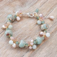 Cultured Pearl and Jasper Beaded Bracelet - Pastel Mood | NOVICA Bohemian Beaded Pastel Jewelry, Adjustable Pastel Gemstone Beads Jewelry, Adjustable Pastel Beaded Jewelry, Handmade Bohemian Beaded Bracelets In Pastel, Pastel Beaded Bracelets For Gift, Pastel Beaded Bracelets Gift, Pastel Bracelet Jewelry As Gift, Handmade Bohemian Pastel Beaded Bracelets, Bohemian Pastel Jewelry For Jewelry Making