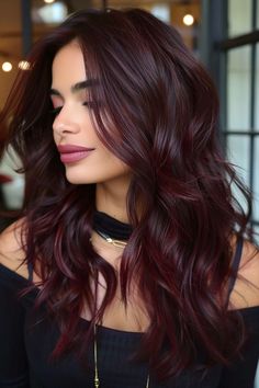 Hair Styles With Colored Hair, Dimensional Fall Hair, Cherry Mocha Hair, Cherry Black Hair, Cherry Brunette Hair, Dark Cherry Cola Hair Color, Cherry Chocolate Hair, Chocolate Cherry Brown Hair, Chocolate Cherry Hair Color