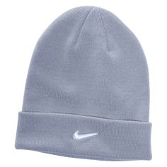 Nike Team Cuffed Beanie. Keep your head warm during those chilly fall games. 100% acrylic. Gray Acrylic Beanie Casual Style, Nike Winter Beanie Hat, Solid Winter Sports Hats, Winter Sports Beanie Hat, Nike Casual Winter Hats, Casual Nike Winter Hat, Sports Beanie For Winter, Casual Sports Hat For Winter, Casual Winter Sports Hat