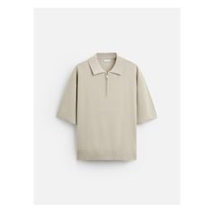 Knit polo made of spun viscose fabric. Lapel collar with front zip closure. Short sleeves. Rib trim. Half-zip Ribbed Collar Top For Work, Zip Polo, Knit Polo, Cardigan Sweater Jacket, Shirt Blouses Tops, Viscose Fabric, T Shirt Vest, Mens Polo Shirts, Lapel Collar