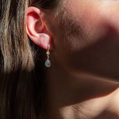 These sweet little earrings are a perfect simple addition to your favorite look. Tiny, textured 14k gold filled discs drop flashing rainbow moonstone briolettes. •14k gold filled •Moonstone •About 1" drop Dainty 14k Gold Filled Birthstone Earrings, Dainty Teardrop Earrings With 14k Gold Filled, Dainty 14k Gold-filled Teardrop Earrings, Everyday 14k Gold Filled Birthstone Earrings, 14k Gold Filled Dainty Teardrop Dangle Earrings, Hypoallergenic 14k Gold Filled Teardrop Earrings, Dainty Moonstone Earrings For Everyday, 14k Gold Filled Birthstone Teardrop Earrings, Dainty 14k Gold Filled Teardrop Earrings