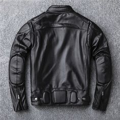 Stay stylish and warm this winter with this genuine leather motorcycle jacket. Designed for men, it features a slim fit and a solid pattern for a sleek, modern look. The stand collar adds a touch of sophistication, while the zipper closure provides a secure fit. Perfect for casual wear, this jacket blends classic design with comfortable warmth, making it an ideal choice for colder weather. Winter Leather Biker Jacket With Zipper, Winter Leather Biker Jacket With Stand Collar, Moto Style Fitted Biker Jacket With Padded Collar, Fitted Moto Biker Jacket With Padded Collar, Classic Winter Biker Jacket For Outdoor, Classic Leather Jacket With Zipper For Winter, Classic Leather Jacket With Zipper Closure For Winter, Classic Winter Leather Jacket With Zipper, Fitted Moto Outerwear With Padded Collar