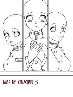 an anime character with three different faces and the text base by kinachiu 3