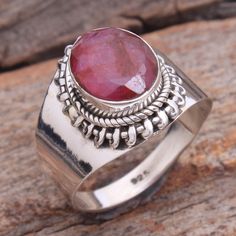 Faceted Red Ruby (lab created) Oval Gemstone Ring Stylish Ring 925 Sterling Silver Jewelry Handmade Designer Ring Size US 6 Jewelry Gift ar4098 ( Stamped 925 ) MATERIAL - 925 STERLING SILVER GEMSTONE - Red Ruby (lab created) RING SIZE - US 6 STONE SIZE - 12 x 10 mm RING WEIGHT - 5.4 GRAMS COLOR - AS SEEN IN PICTURE Earrings Handmade Dangle, Ring Bezel, Silver Jewelry Design, Handmade Fine Jewelry, Sterling Silver Jewelry Handmade, Stylish Rings, Sterling Jewelry, Silver Jewelry Handmade, 925 Silver Jewelry