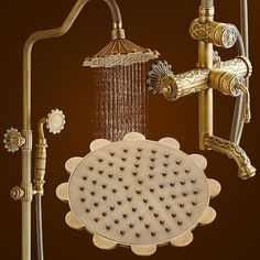 the shower head has many different types of faucets