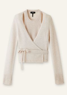 Find ME+EM Cashmere Layered Wrap Top on Editorialist. ME+EM's Cream Cashmere Layered Wrap Top takes cues from traditional ballet styles and spotlights our signature effortless layering. Shop now. Ballet Wrap Top, Knitted Wrap, Ankle Sleeve, Ballet Fashion, Knit Wrap, Wrap Cardigan, Autumn Outfit, Outfit Goals, Wrap Top