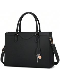 Women 15.6 Inches Waterproof Leather Laptop Bag,Professional Bag,Large Capacity Lightweight Female Handbag,Shoulder Bag And Briefcase, Trendy Business Casual Bag For Women, Pefect For Office, Business And Work Black Elegant,Minimalist   PU Leather Letter,Plain Shoulder Tote Bag,Top Handle Bag,Briefcase   Women Bags, size features are:Bust: ,Length: ,Sleeve Length: Professional Bags For Women, Office Handbags For Women, Work Purse, Briefcase Women, Trendy Business Casual, Laptop Bag For Women, Professional Bag, Leather Laptop Bag, Office Business