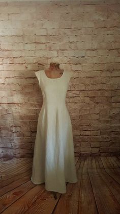 Long dress in linen nature linen dress summer nature | Etsy Bohemian Linen Medieval Dress For Larp, Fitted Bohemian Linen Dress, Bohemian Medieval Dress For Summer, Medieval Summer Dress For Larp, Medieval Style Dress For Summer Larp, Medieval Style Dress For Larp In Summer, Fitted Linen Dresses For Larp, Bohemian Fitted Medieval Dress For Summer, Fitted Bohemian Medieval Dress For Summer