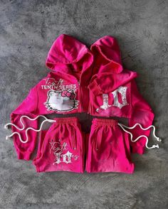 Aonga Y2K Women Clothes Magenta Cartoon Graphic Embroidered Hoodies Oversized Loose Zipper Hoodie Sweatshirt Harajuku Streetwear Y2k Women, 2 Piece Skirt Set, Casual Sweatpants, Hoodie And Sweatpants, Harajuku Streetwear, Simple Trendy Outfits, Embroidered Hoodie, Women Clothes, Embroidered Sweatshirts