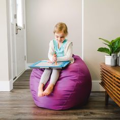 No playroom or bedroom is complete without a fun and cute bean bag chair! The Pear, a refreshed version of our Classic, offers a unique and comfortable teardrop design. It's created for durability with our SmartMax fabric and on-the-go handle, making it ready for hours of playtime. Grab a two pack for double the fun. Lightweight and compact design for little hands to carry with ease A comfy spot to play, read, and more! Designed for toddlers and small children Dimensions: 26"W x 25"D x 16"HWeigh Cute Bean Bag, Kids Bean Bags, Bean Bag Chair Kids, Living Room Entertainment, Outdoor Flush Mounts, Bag Chair, Engineered Hardwood Flooring, Luxury Vinyl Flooring, Stain Resistant Fabric