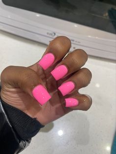 Short Hot Pink Nails, Pixie Nails, Shiny Nails Designs, Girly Acrylic, Acrylic Toe Nails, Plain Nails, Hard Nails, Girly Acrylic Nails, Short Square Acrylic Nails