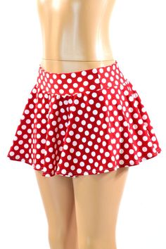 "This item is made to order, please read all the way through the listing before purchasing! This adorable red and white polka dot skirt is full circle cut, so it whirls and twirls with flirty movement. It is made of four way stretch lycra spandex. It has a soft, spandex waistband (elastic free) that sets at the natural waist. Need help choosing \"Length\"? Watch this video: https://www.youtube.com/watch?v=qTKmmJGrjW8&t=1s Womens Sizing (See below for instructions on where measurements should Red Polka Dot Skirt, White Polka Dot Skirt, White Polka Dot Top, Minnie Mouse Costume, Mouse Costume, Concert Fits, Polka Dot Skirt, Dot Skirt, Red Polka Dot