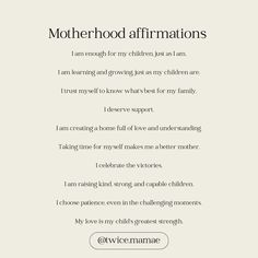 the motherhood affirmations page is shown in black and white