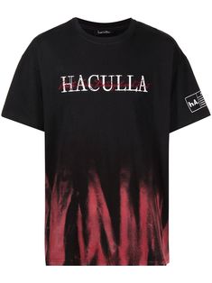 Black/red cotton logo-print T-shirt from HACULLA featuring logo print to the front, round neck, short sleeves and straight hem. | Haculla logo-print T-shirt Red Tshirt, Cotton Logo, T Shirt Vest, Curator Style, T Shirt Design, Logo Print, Black Red, Print T Shirt, Fashion Branding