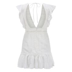 Beautiful Frocks, Bohemian Summer Dresses, Frock And Frill, V Neck Mini Dress, White Bohemian, Boho Beach Dress, Ruffle Mini Dress, Dress For Short Women, Embroidery Dress