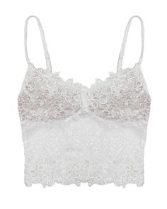 Boys Lie Lace Crop Top With Built-in Bra, Elegant Camisole Bra For Spring, Elegant Summer Lace Crop Top, Summer Lace Crop Top With Built-in Bra, Elegant Summer Bra With Delicate Straps, Elegant Low-cut Summer Bra, White Delicate Lace Cropped Top, Summer Low-cut Bra With Lace Trim, Elegant Spaghetti Straps Bra For Spring