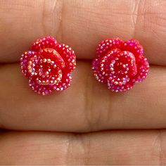 Delicate Berry Pink Red Rose Stud Earrings. Theses Roses Are Textured And Have A Shimmery Appearance. So Pretty! Many Color Options Available. See My Other Listings For More Jewelry. Bundle And Save On Shipping. #E100 Pink Rose Design Flower Earrings For Valentine's Day, Rose Flower Earrings For Valentine's Day, Valentine's Day Rose Flower Earrings, Pink Rose Design Earrings For Valentine's Day, Red Flower Earrings For Valentine's Day, Valentine's Day Red Flower Party Earrings, Pink Rose Design Flower Earrings For Party, Rose Red Valentine's Day Earrings With Rose Design, Rose Red Flower Earrings With Rose Design