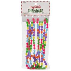 a pack of christmas beads in plastic packaging on a white background with the words, my little christmas