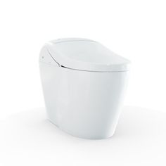 a white toilet sitting on top of a white floor