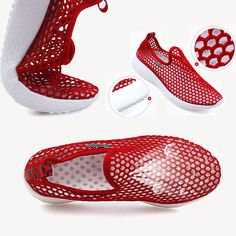 Hot Season Female Sandals Mesh Breathable Women Shoes Fashion Sports Shoes Soft Comfortable Women Shoes Zapatos De Mujer Lightweight Walking Shoes For Summer Sports, Red Breathable Slip-on Sneakers With Round Toe, Summer Sports Walking Shoes With Rubber Sole, Sporty Summer Walking Shoes With Rubber Sole, Comfortable Breathable Walking Shoes For Summer, Summer Outdoor Walking Shoes With Closed Toe, Red Breathable Flat Sneakers, Breathable Flat Sneakers For Summer, Breathable Walking Shoes For Summer