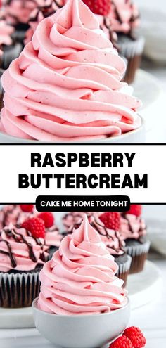 raspberry buttercream cupcakes with pink frosting