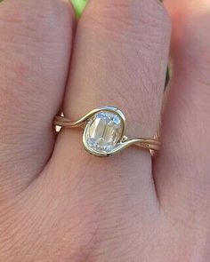 ad eBay - Delicate Cushion Cut Moissanite Bypass Full Bezel Solitaire Ring 14K Solid Gold - Buy Now, click the link (eBay)