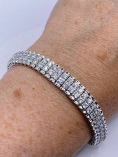 Vintage Crystal White Sapphire 925 Sterling Silver Tennis Bracelet Silver Tennis Bracelet, Crystal White, White Crystal, Deep Colors, Vintage Crystal, White Sapphire, Tennis Bracelet, Tennis, Best Gifts