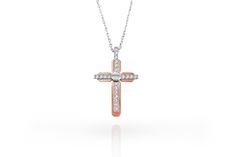 18Karat Gold Cross Pendant Necklace Two-Tone White Gold Rose Gold Diamond Pave Cross Pendant Necklace 18K 2 tone white/rose gold cross pendant. A universal symbol of faith & belief, glittering diamonds showcased in truly timeless jewels and eternally elegant. A designed to enchant and enthrall. A fine quality piece of faith close to your heart. "ALL OUR ITEMS ARE ELIGIBLE FOR FREE SHIPPING AROUND THE WORLD" DON'T HESITATE TO ASK FOR ADDITIONAL DISCOUNTS ON TOP OF THE CURRENT DISCOUNT *** Details Rose Gold Crucifix Necklaces For Anniversary, Rose Gold Crucifix Necklaces For Anniversaries, White Pendant Cross Necklace For Anniversary, White Cross Pendant Necklace With Polished Finish, White Cross Necklace For Formal Occasions, White Crucifix Necklace For Formal Occasions, Formal White Cross Necklace, Gold Cross Pendant, Diamond Glitter