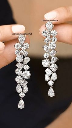 Multi-Shape Diamond Earrings, Moissanite Diamond Dangle Drop Earrings, 935 Argentium Silver Earrings, Screw Back Earrings, Gifts For Her Detail about stones Moissanite & Simulated Stone: ----------------------------- ➠Stone Shape : Pear, Emerald, Round ➠Stone Size : 6x4 MM, 4x3 MM, 4.50 MM ➠Weight: 7.6 TCW ➠Color: Colorless ➠Cut: Excellent ➠Clarity: VVS ✍This Listing's images are only for Imagin about this item. This is all our photography. If you place the order then the same item we can make i Luxury White Gold Pear-shaped Chandelier Earrings, Luxury White Gold Drop Cluster Earrings, White Diamond Long Drop Earrings, White Diamond Cut Linear Earrings For Wedding, Exquisite Pear-shaped Diamond White Earrings, Exquisite Diamond Cut Dangle Earrings, Diamond Long Drop Linear Earrings For Wedding, Diamond Linear Long Drop Earrings For Wedding, Exquisite Dangle Earrings