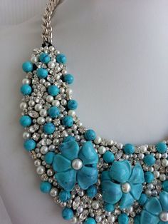 Strass necklace, Statement necklace, Statement, Kim necklace, Stunning necklace, Collar necklace wit Bling Rhinestone Necklace As A Gift, Unique Crystal Jewelry With Rhinestones, Turquoise Crystal Jewelry For Party, Party Turquoise Crystal Jewelry, Elegant Turquoise Jewelry With Rhinestones, Elegant Handmade Crystal Rhinestone Necklace, Turquoise Beaded Crystal Jewelry, Handmade Elegant Crystal Rhinestone Necklace, Crystal Beaded Necklaces With Rhinestones For Gifts