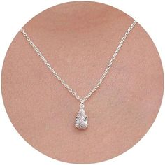 Diamond Necklace Design: This Timeless Necklace Features A Stunning Teardrop-Shaped Cubic Zirconia Stone Hanging On A Delicate Chain. Wear It On Its Own Or Layer It With Our Other Pieces! Size And Package: Dainty Teardrop Diamond Necklace Chain Length Is 16.5''+2'', Pendant Size:6mm9mm. All Items Are Beautifully Packaged Ready To Gift In Our Jewelry Boxes. High-Quality Materials: This Dainty Necklace Was Cut Aaaaa+ Cubic Zirconia, Made Of Hypoallergenic Material And 14k Gold Plated Material Maki Dainty Drop Necklace With Cubic Zirconia, Cubic Zirconia Drop Necklace Gift, Dainty Cubic Zirconia Drop Necklace, Gift Pear-shaped Solitaire Necklace, Cubic Zirconia Dangle Drop Necklace Gift, Dainty Drop Necklaces For Party, Elegant Water Drop Necklace As Gift, Elegant Water Drop Necklace For Gift, Sterling Silver Teardrop Necklace For Party