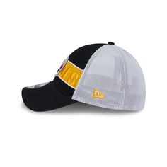 The Pittsburgh Steelers Banded 39THIRTY Stretch Fit Cap features an embroidered Steelers logo at the front panels with a team wordmark at the rear. Additional details include a mesh stretch fit and a gray undervisor. Sports Mesh Trucker Hat With Logo Patch, Sports Trucker Hat With Logo Patch And Curved Visor, Sports Trucker Hat With Curved Visor And Logo Patch, Sporty Trucker Hat With Logo Patch For Baseball Season, Sports Mesh Hat With Logo Patch, Sporty Mesh Baseball Cap With Logo Patch, Sporty Mesh Hat With Logo Patch, Baseball Season Sports Trucker Hat With Logo Patch, Sports Trucker Hat With Logo Patch For Baseball Season