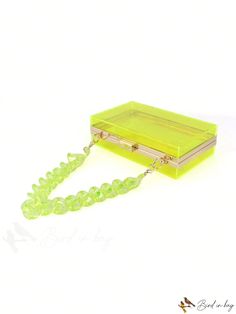 BirdinBag - Neon Green Clear Chain Mini Box Bag - Stylish & Versatile Accessory Mini Box, Bag With Chain, Writing Numbers, Word Wrap, Box Bag, Diy Supplies, Green Bag, Neon Green, Evening Bags